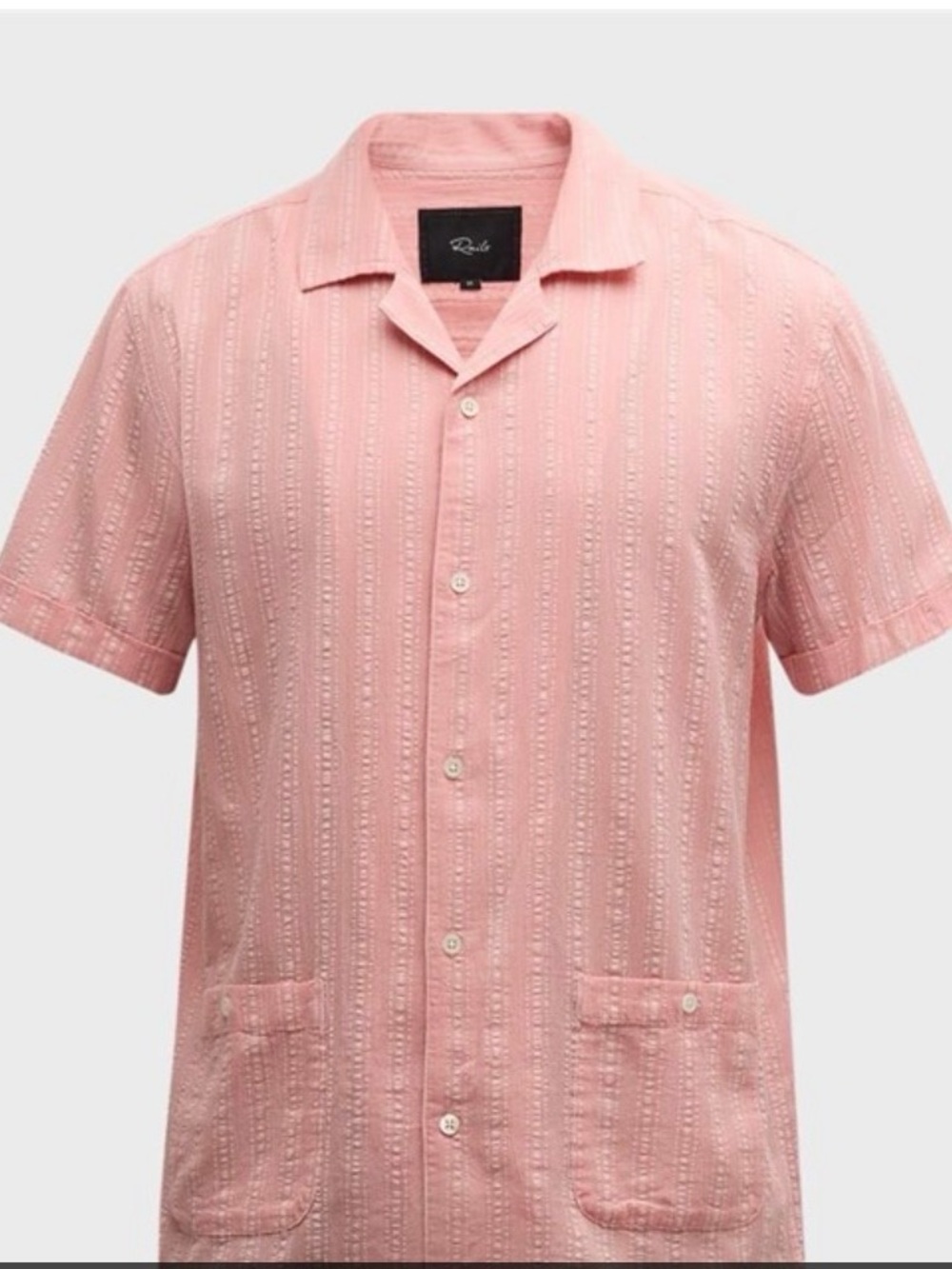 Rails Pink Short-Sleeve Cuban Collar Button-Down Shirt